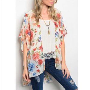 Floral Kimono Swim Coverup NEW Large